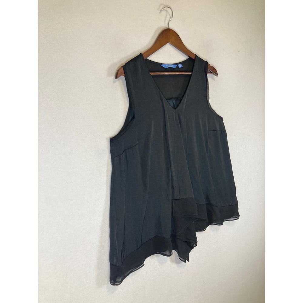 Chic Simply Vera Vera Wang Women XL Black Asymmetrical Drape V-Neck Blouse Top - Picture 9 of 10